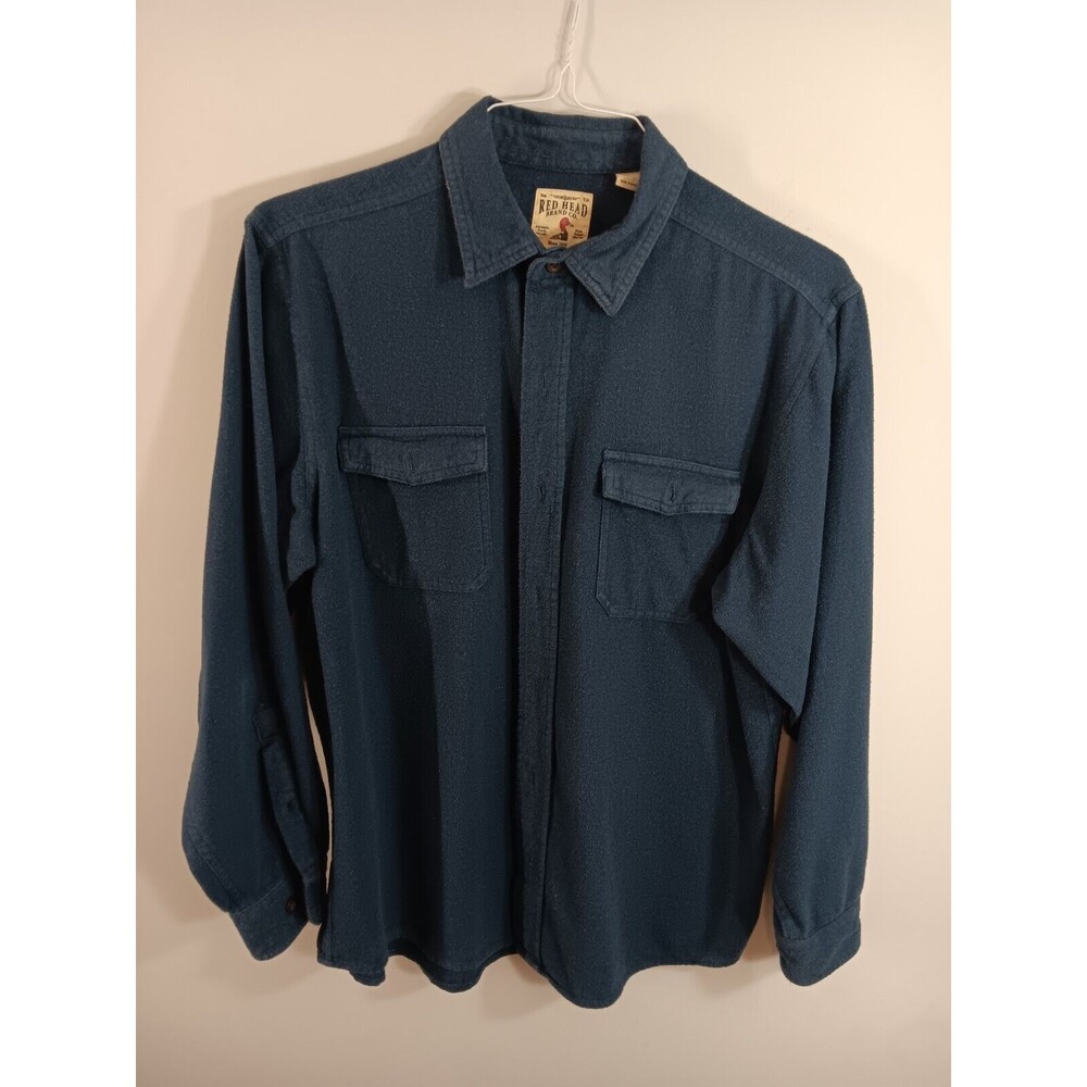 Red Head Brand Co. Men's Long Sleeve Button Up Shirt Blue Cotton Size L